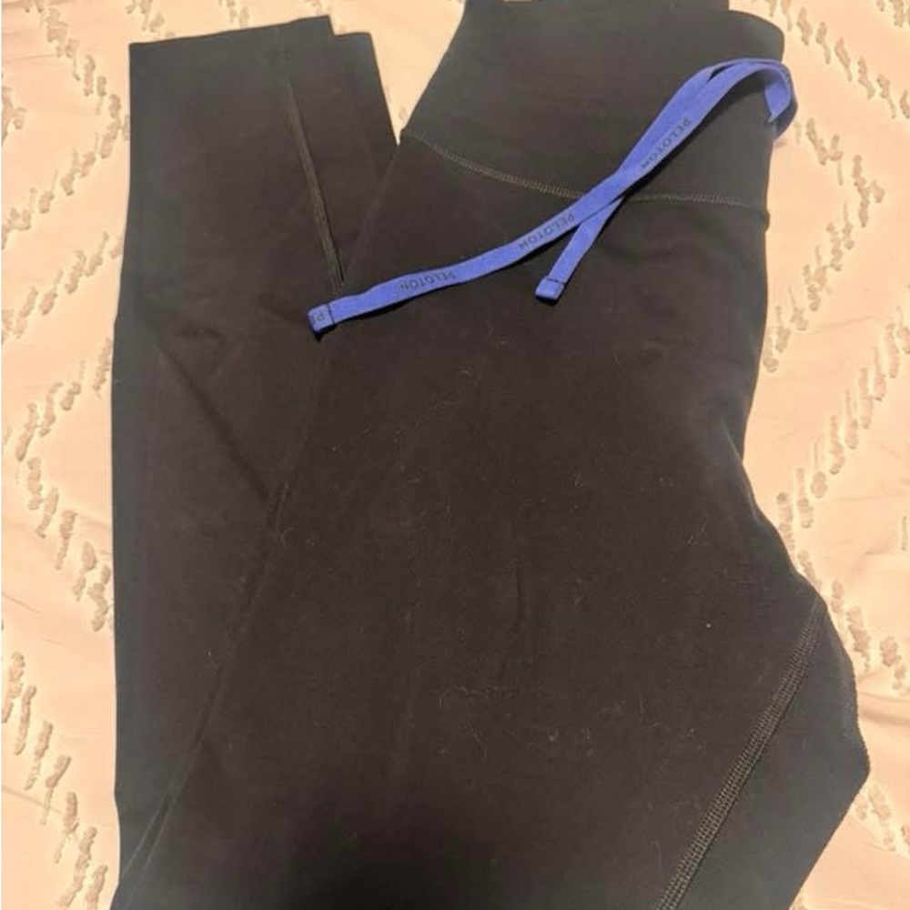 Peloton Black Leggings with Blue Drawstring